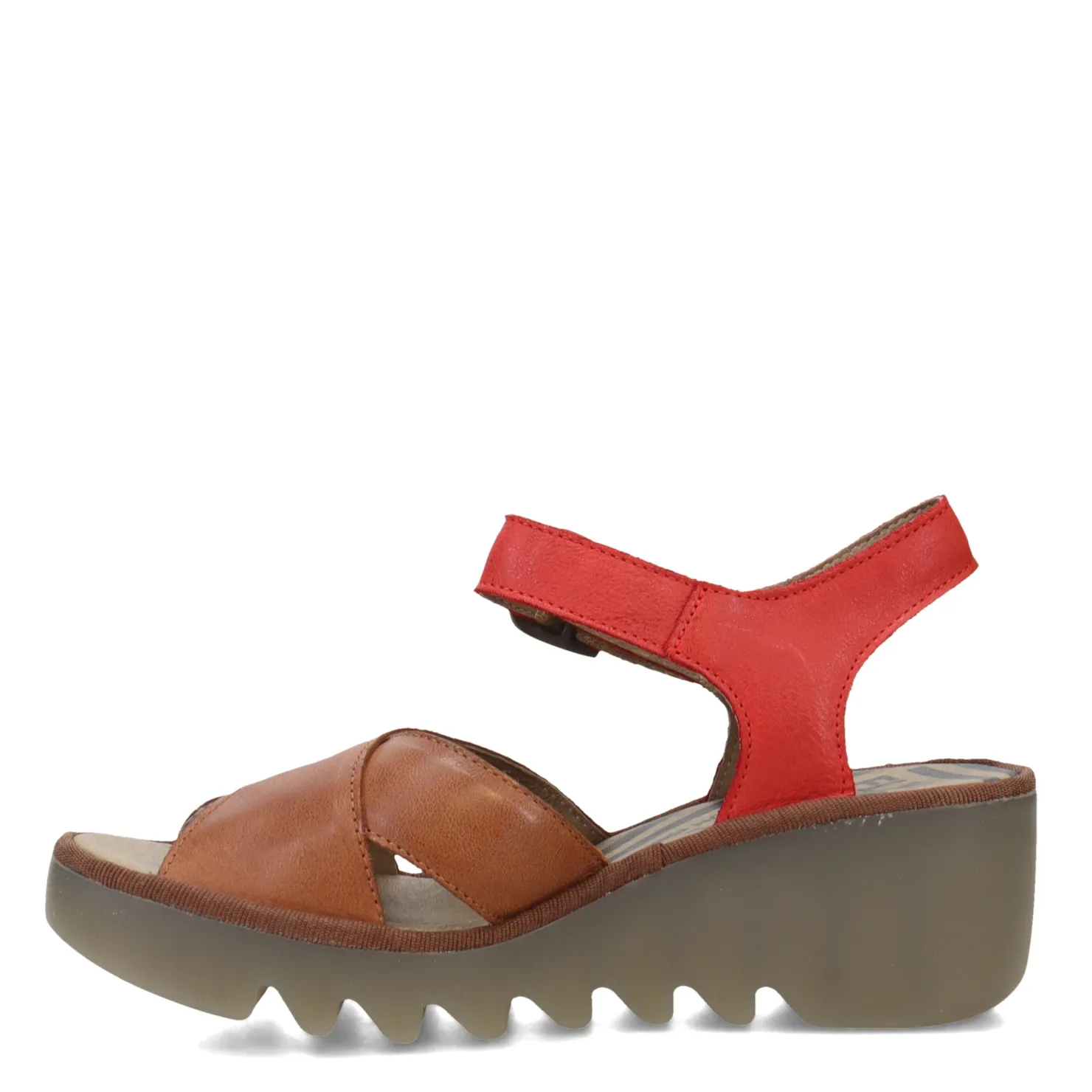 Wedges*Fly London Women's , Bace Sandal Brown Multi