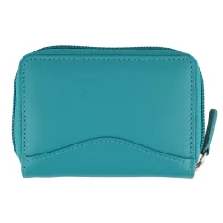 Wallets*Intercontinental Leather Ind Women's ILI, Expandable Credit Card Wallet Aqua