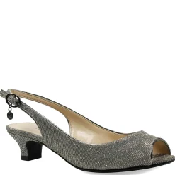 Heeled Sandals*J Renee Women's , Jenvey Sandal Pewter Glitter