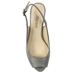 Heeled Sandals*J Renee Women's , Jenvey Sandal Pewter Glitter
