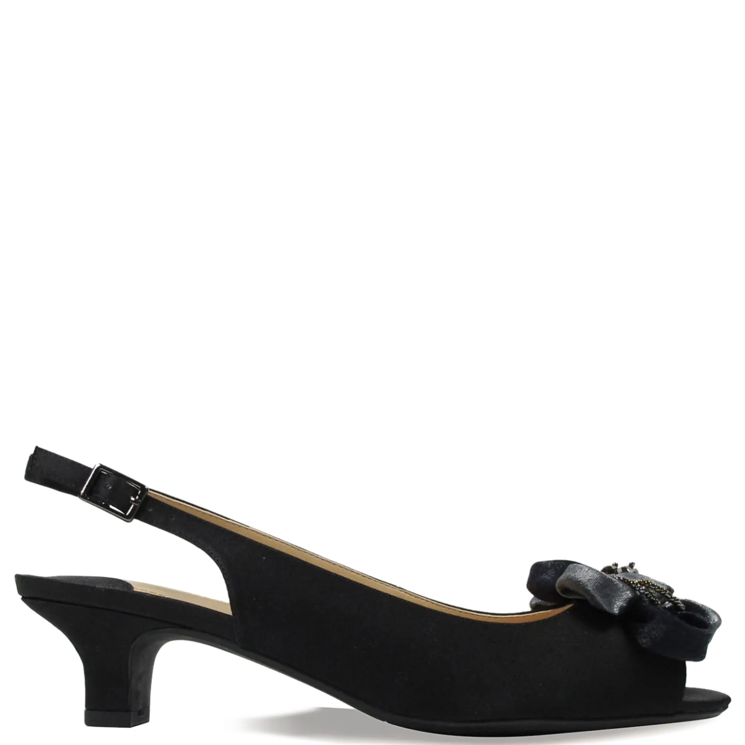 Heeled Sandals*J Renee Women's , Leonelle Sandal Black Satin