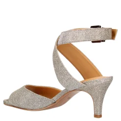 Heeled Sandals*J Renee Women's , Soncino Sandal Pewter Glitter