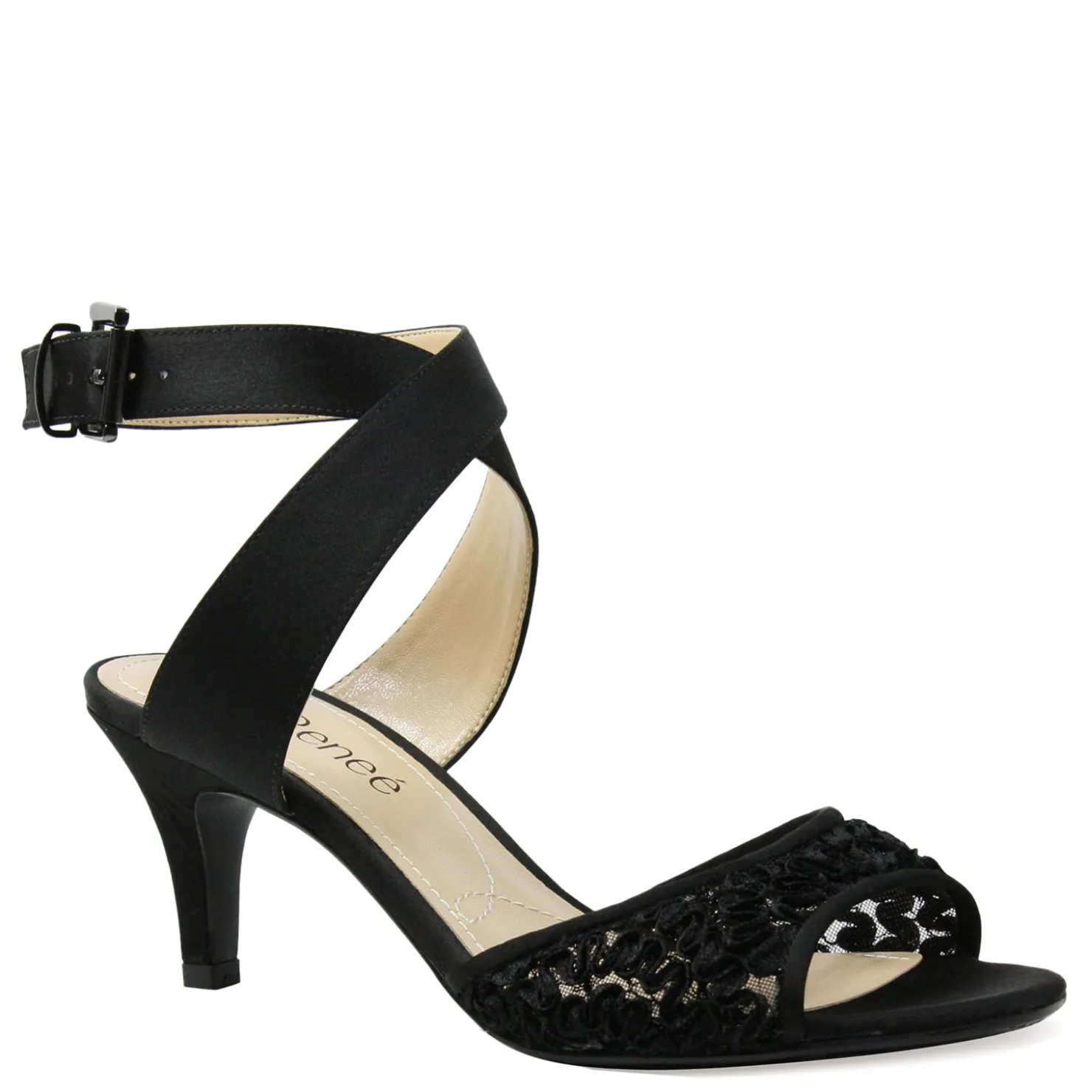Heeled Sandals*J Renee Women's , Soncino Sandal Black Lace
