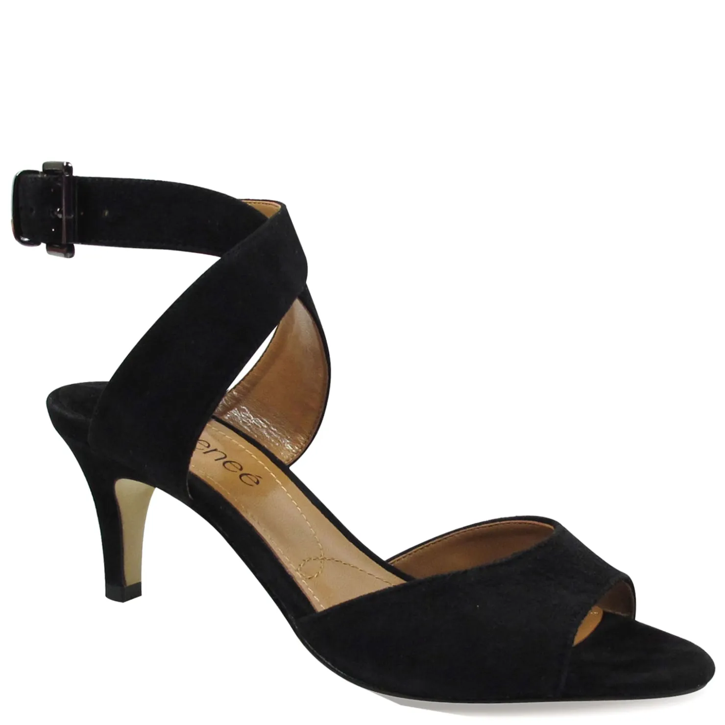 Heeled Sandals*J Renee Women's , Soncino Sandal Black Suede