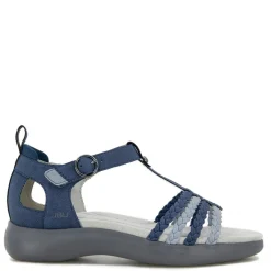 Footbed Sandals*JBU by Jambu Women's , Prague Sandal Denim/Stone