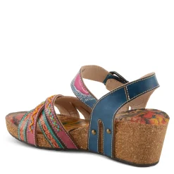 Wedges*L Artiste Women's L'Artiste By Spring Step, Bosquet Wedge Sandal Navy Multi