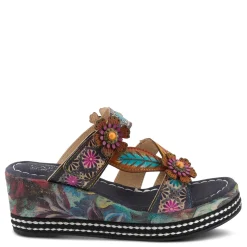 Wedges*L Artiste Women's L'Artiste By Spring Step, Coastal Sandal Navy Multi