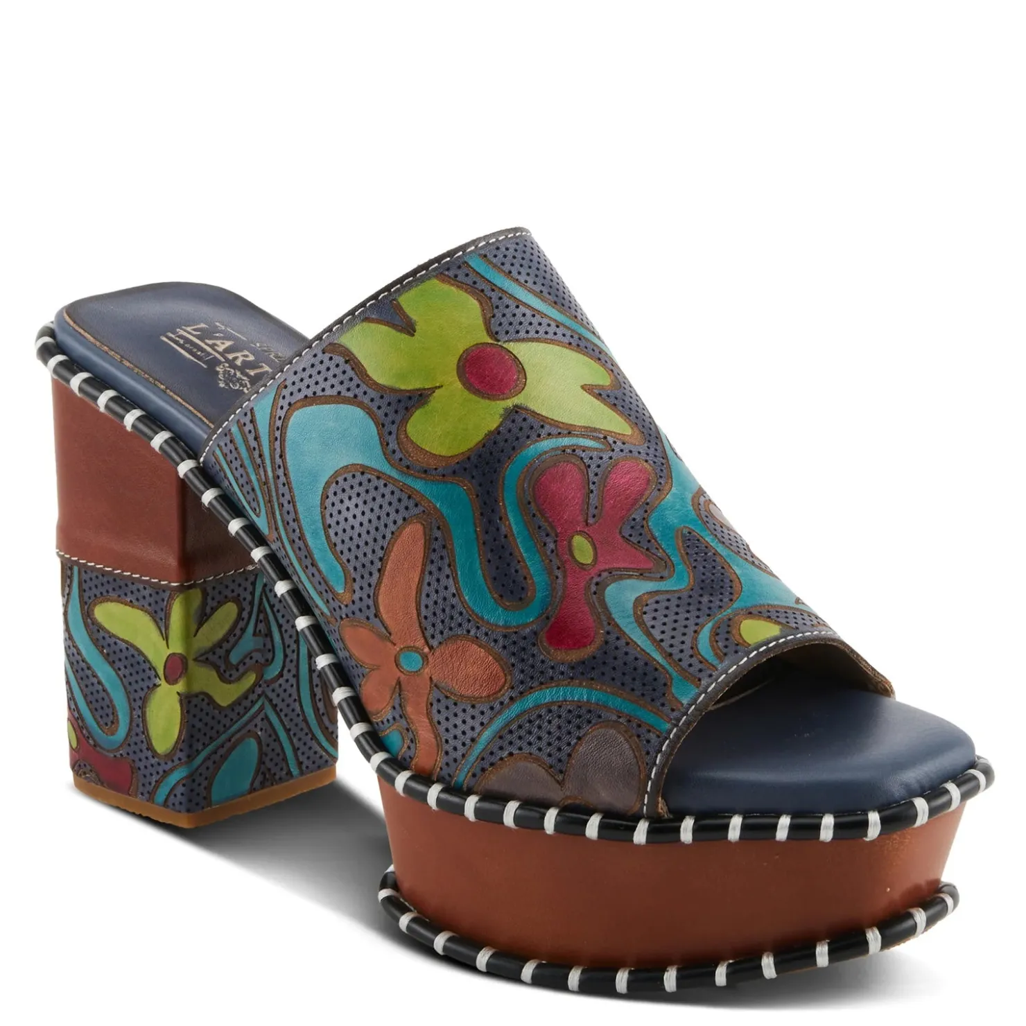 Heeled Sandals*L Artiste Women's L'Artiste By Spring Step, Colossal Sandal Blue Multi