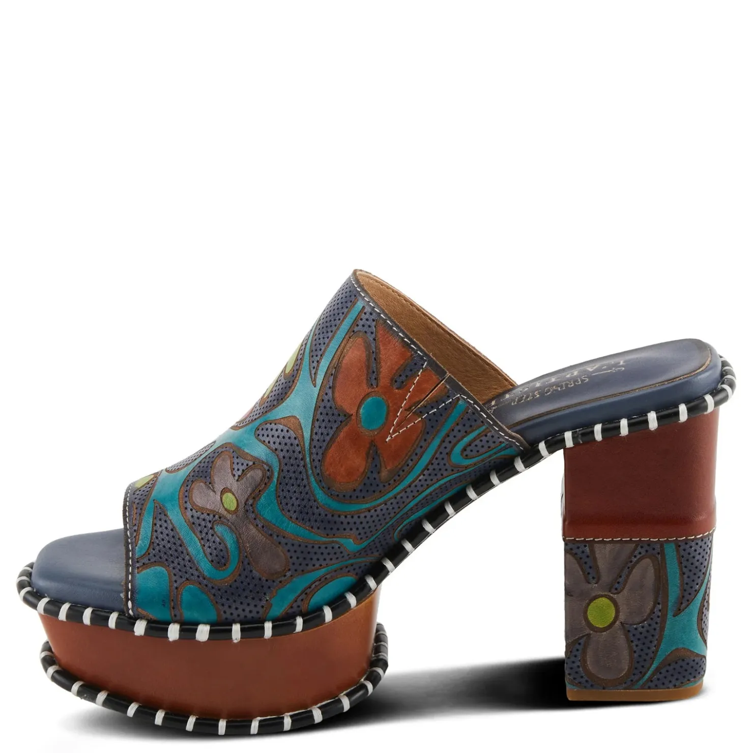 Heeled Sandals*L Artiste Women's L'Artiste By Spring Step, Colossal Sandal Blue Multi