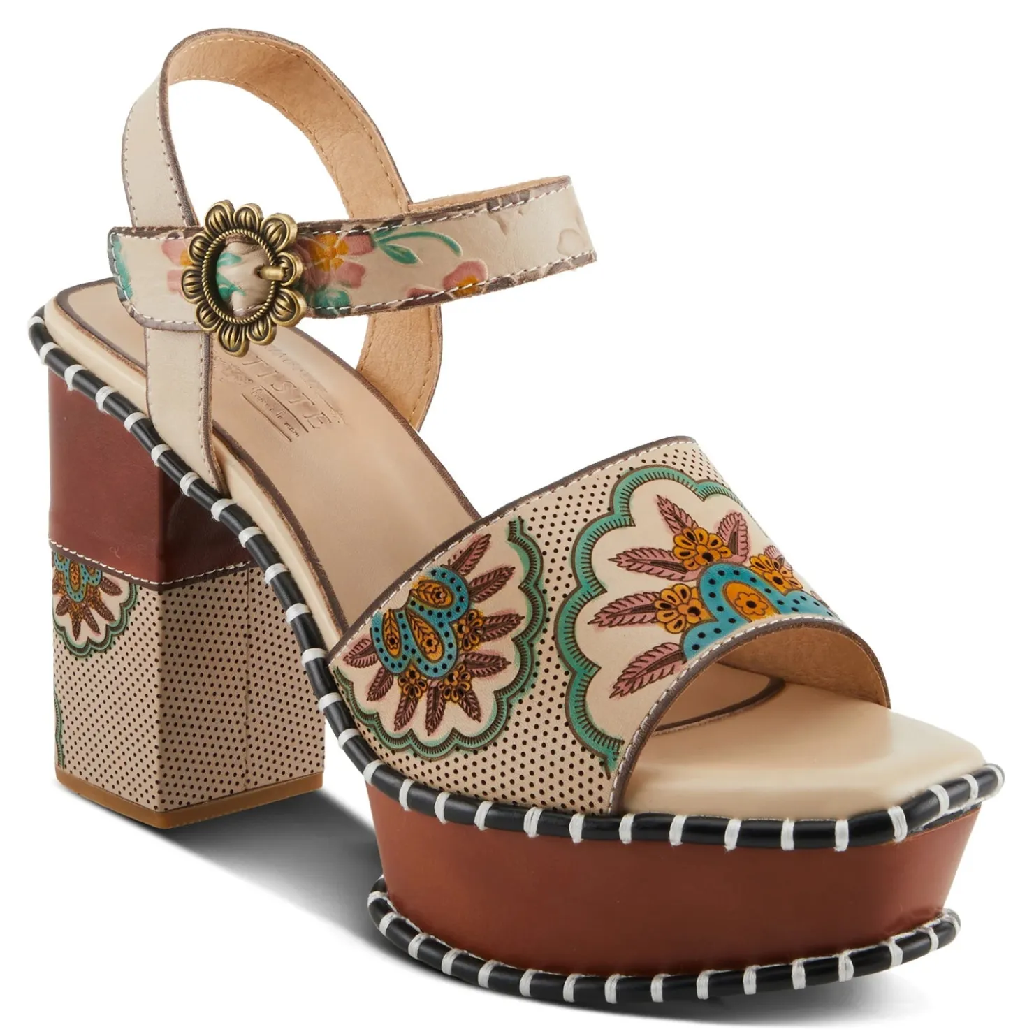 Heeled Sandals*L Artiste Women's L'Artiste By Spring Step, Gogetem Sandal Beige Multi
