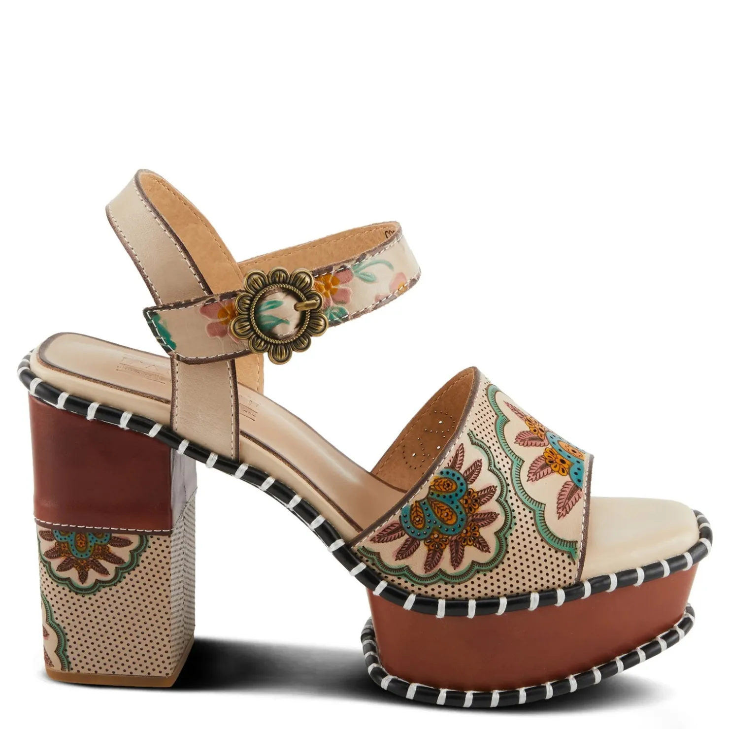 Heeled Sandals*L Artiste Women's L'Artiste By Spring Step, Gogetem Sandal Beige Multi