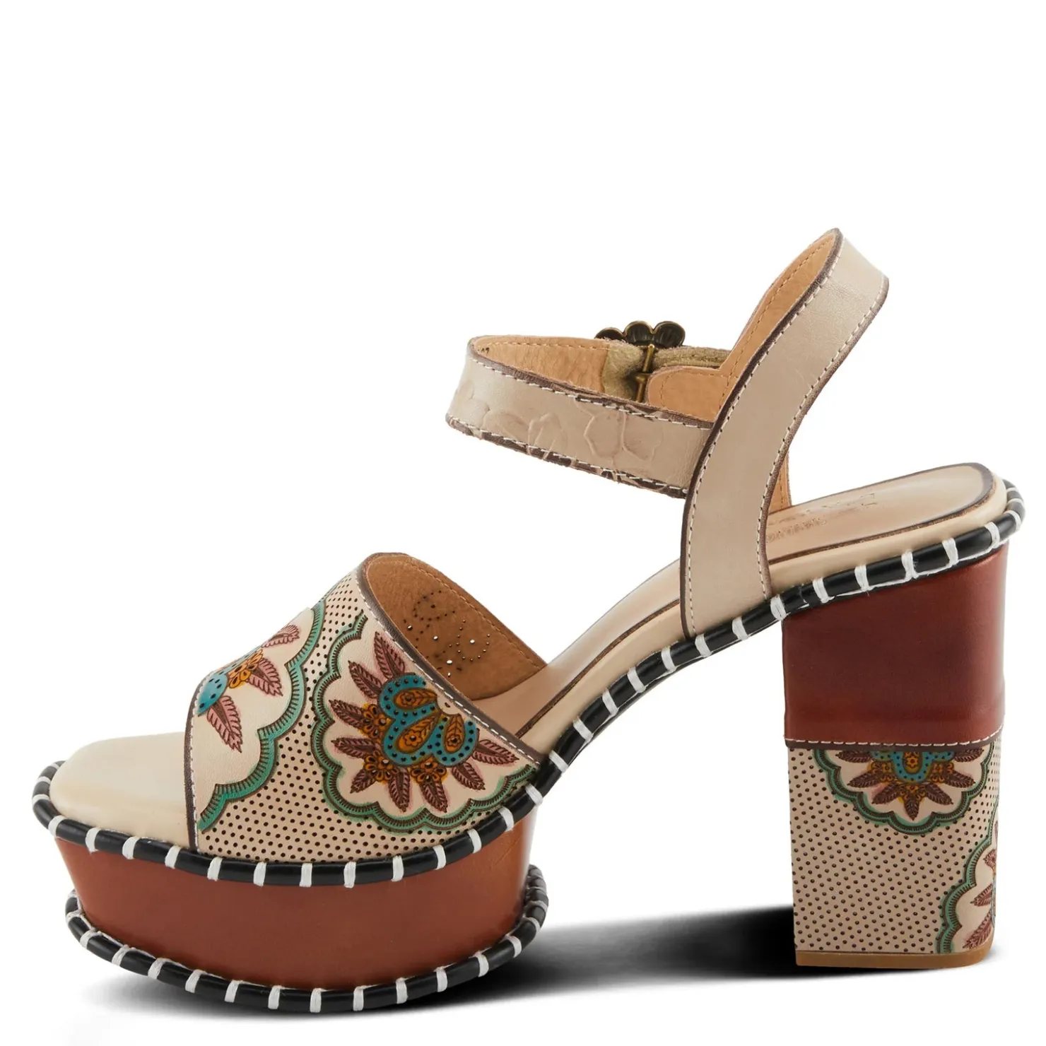 Heeled Sandals*L Artiste Women's L'Artiste By Spring Step, Gogetem Sandal Beige Multi