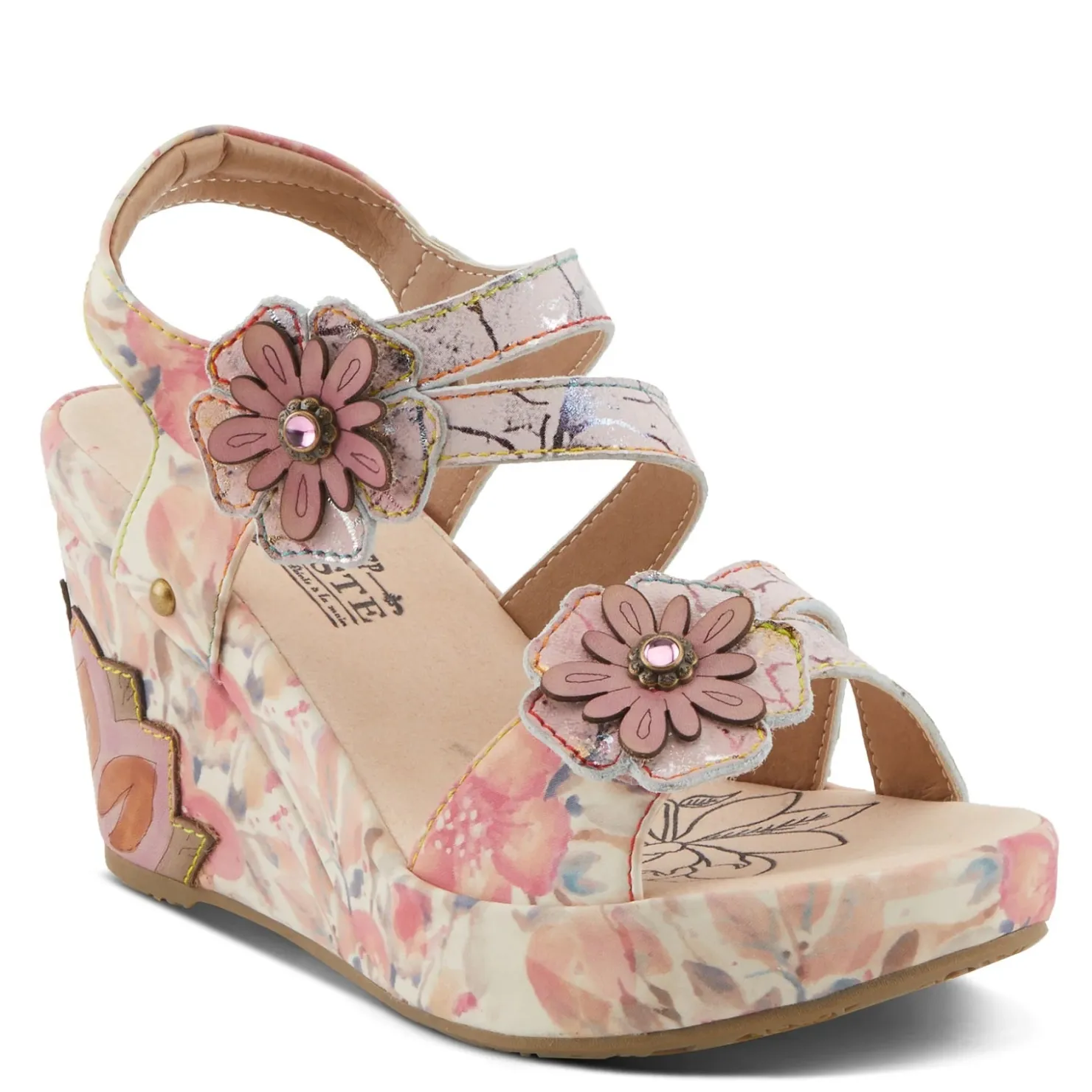 Wedges*L Artiste Women's L'Artiste By Spring Step, Karnitsky Sandal Pink Multi