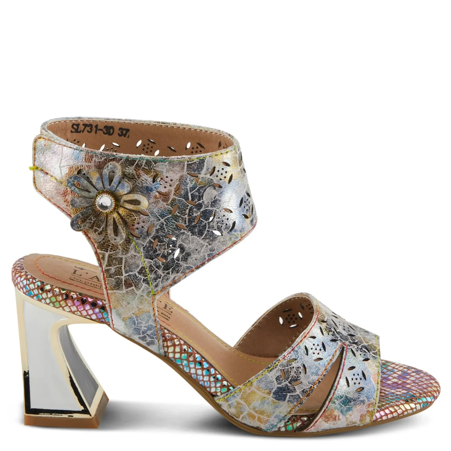 Heeled Sandals*L Artiste Women's L'Artiste By Spring Step, Poster Sandal Beige Metallic Multi