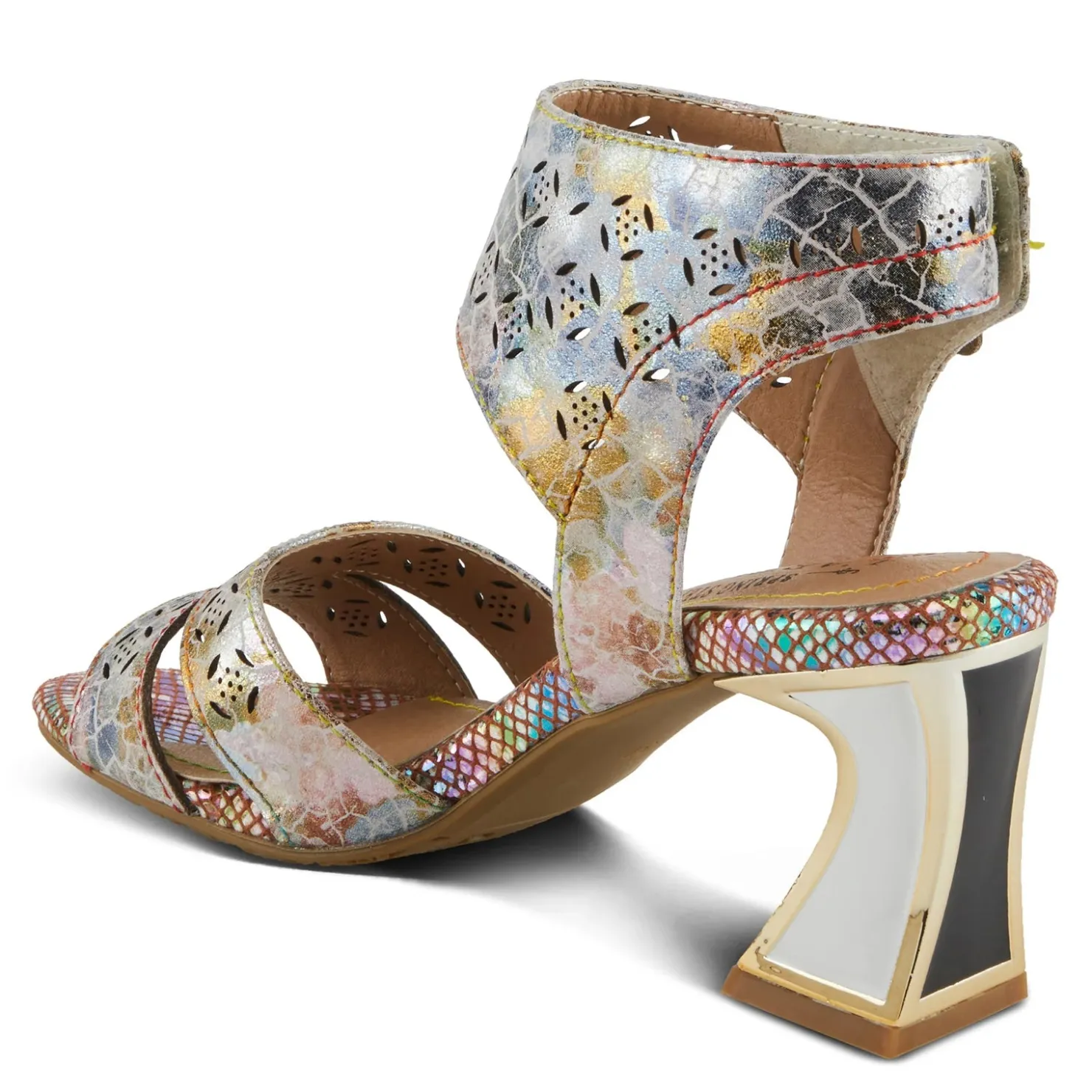 Heeled Sandals*L Artiste Women's L'Artiste By Spring Step, Poster Sandal Beige Metallic Multi