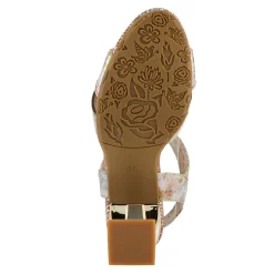 Heeled Sandals*L Artiste Women's L'Artiste By Spring Step, Poster Sandal Beige Metallic Multi