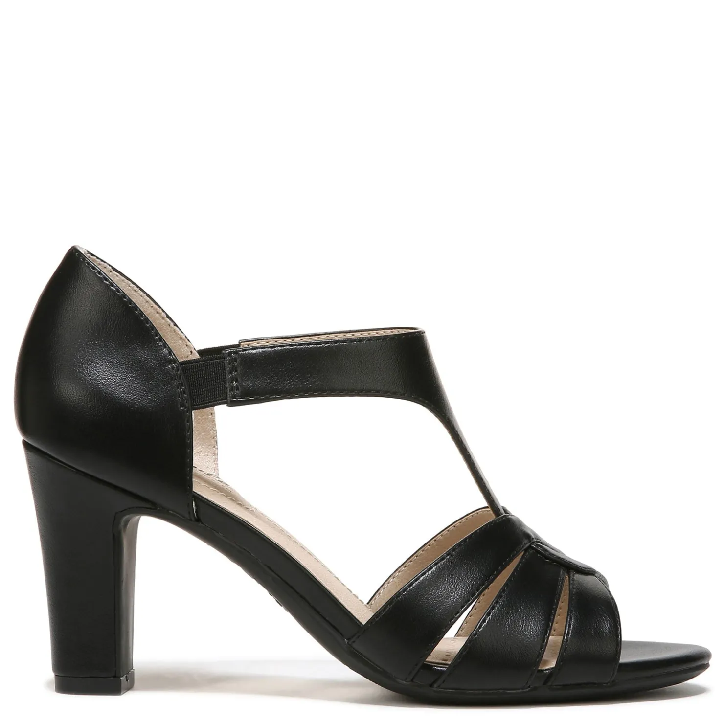 Heeled Sandals*LifeStride Women's , Caramel Sandal Black Smooth