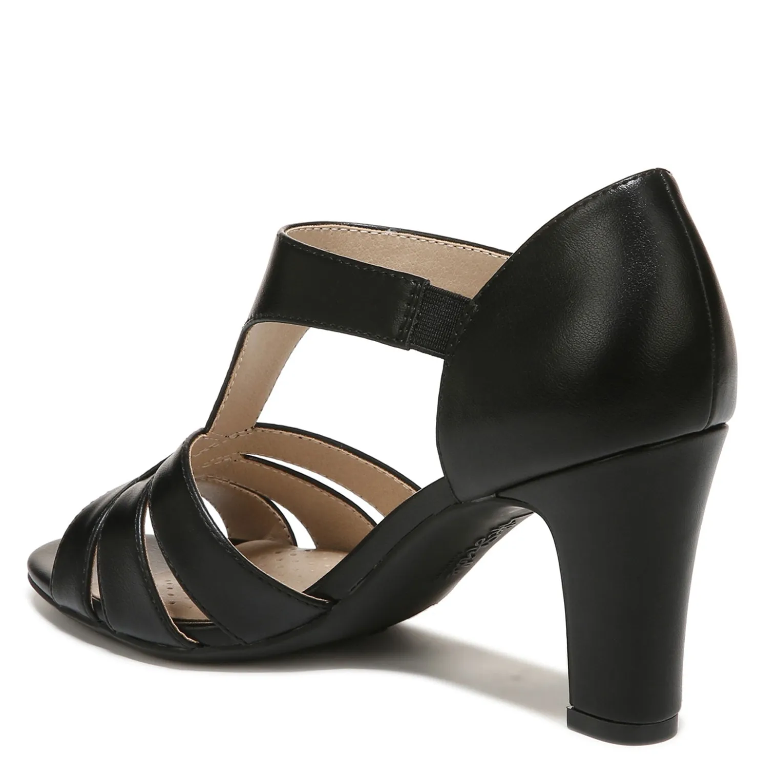 Heeled Sandals*LifeStride Women's , Caramel Sandal Black Smooth