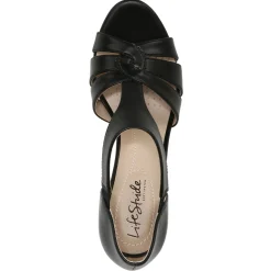 Heeled Sandals*LifeStride Women's , Caramel Sandal Black Smooth