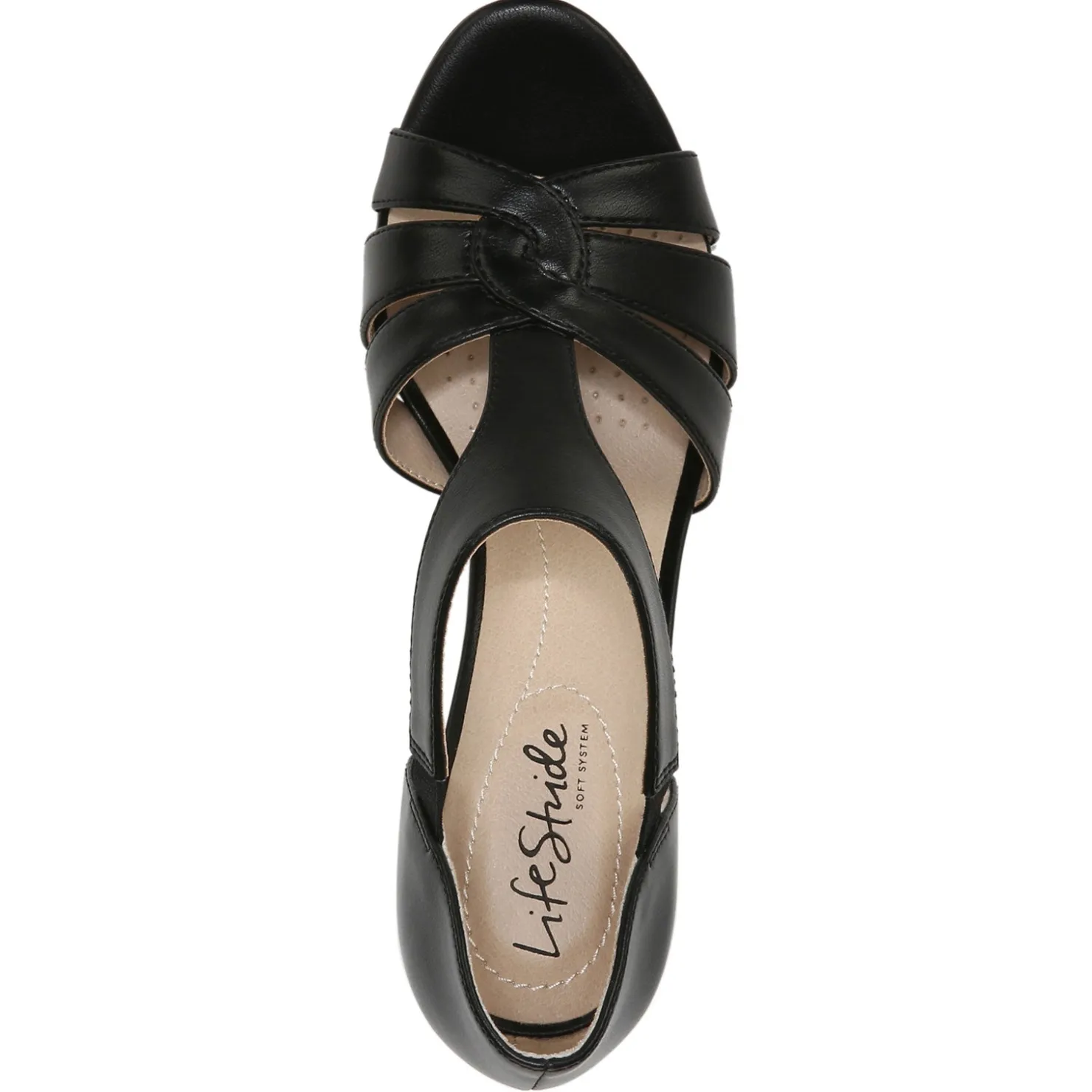 Heeled Sandals*LifeStride Women's , Caramel Sandal Black Smooth