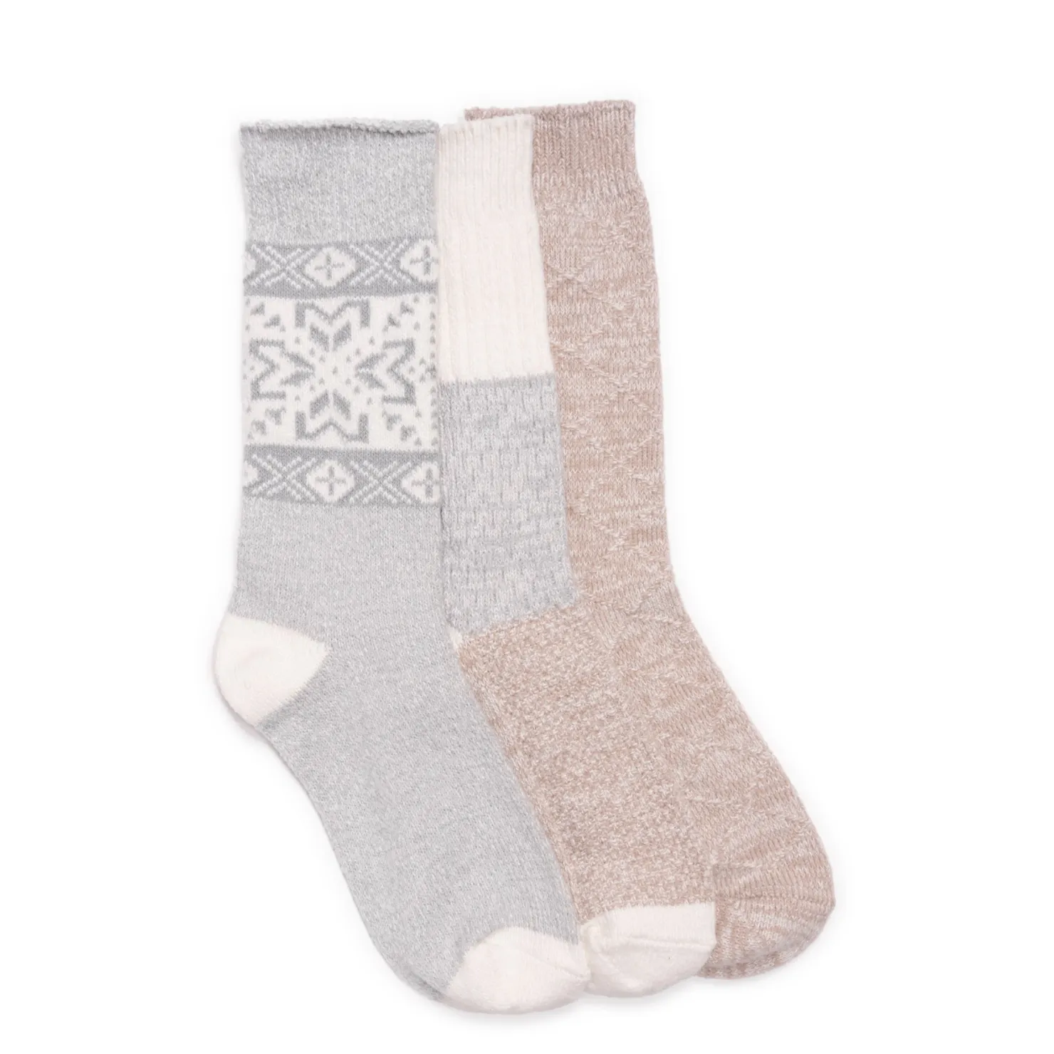 Socks*Muk Luks Women's , Boot Socks - 3 Pair Neutral Mix