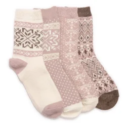 Socks*Muk Luks Women's , Holiday Boot Socks - 4 Pair Pink