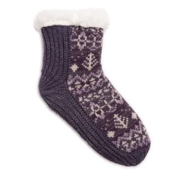 Socks*Muk Luks Women's , Pieced Cabin Socks Purple