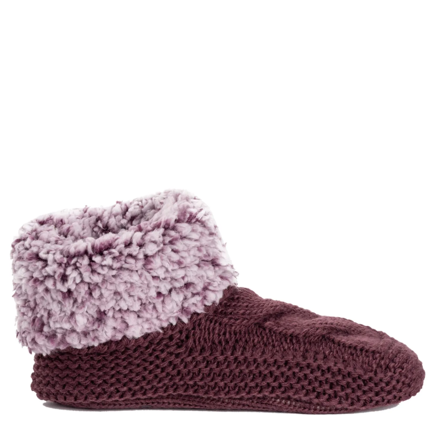 Socks*Muk Luks Women's , Sherpa Cuff Bootie Slipper Plumwine