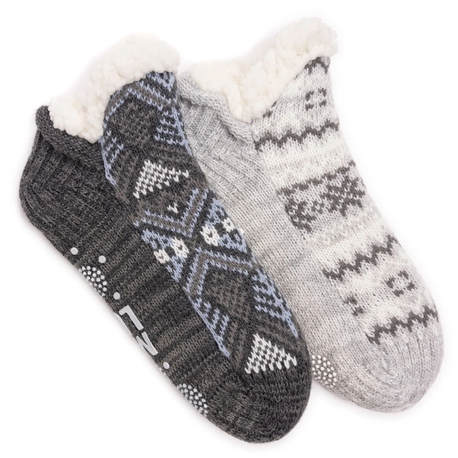 Socks*Muk Luks Women's , Short Cabin Socks - 2 Pair Grey