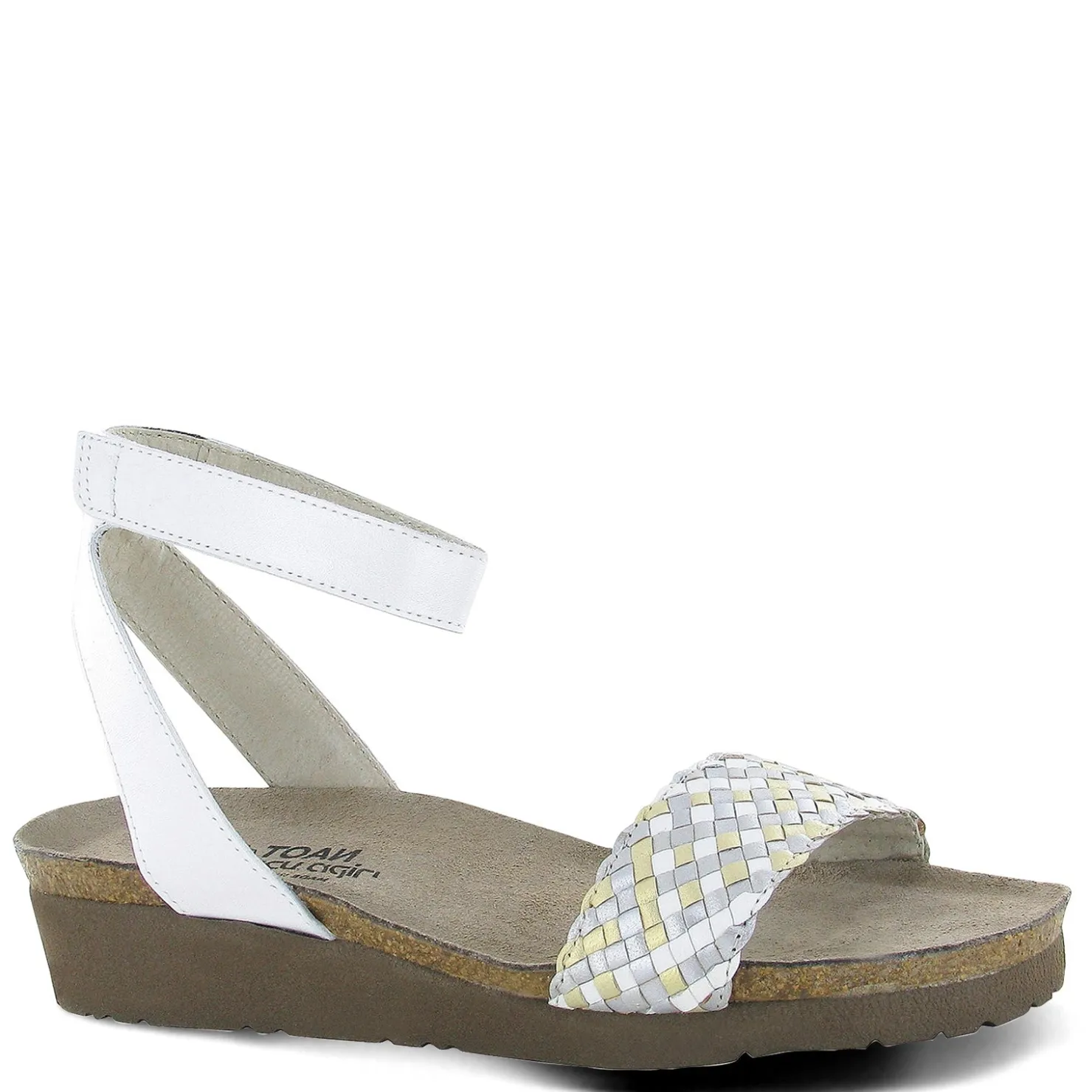 Footbed Sandals*Naot Women's , Abbie Sandal White Metallic