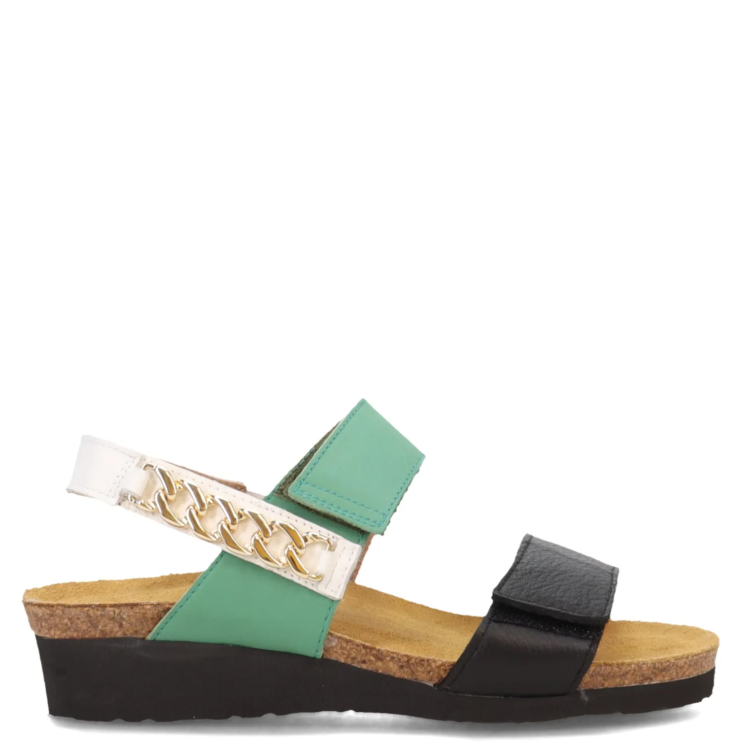 Footbed Sandals*Naot Women's , Eliana Sandal Black/Jade/White