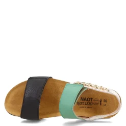Footbed Sandals*Naot Women's , Eliana Sandal Black/Jade/White