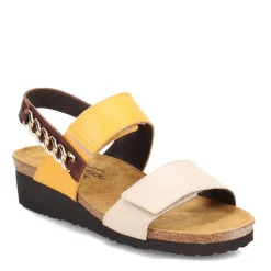 Footbed Sandals*Naot Women's , Eliana Sandal Ivory/Marigold/Brown