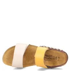 Footbed Sandals*Naot Women's , Eliana Sandal Ivory/Marigold/Brown