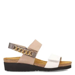 Footbed Sandals*Naot Women's , Eliana Sandal White/Khaki/Foggy Gray