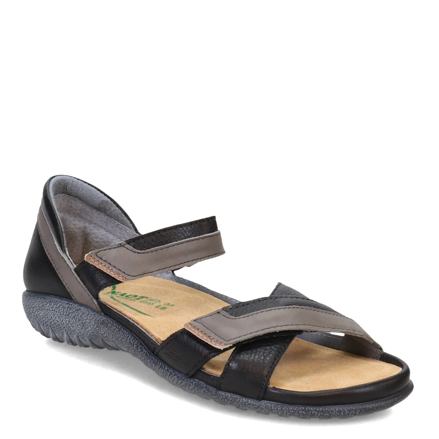 Footbed Sandals*Naot Women's , Karawa Sandal Soft Black/Gray/Khaki