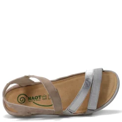 Footbed Sandals*Naot Women's , Whetu Sandal Grey Silver/Sand