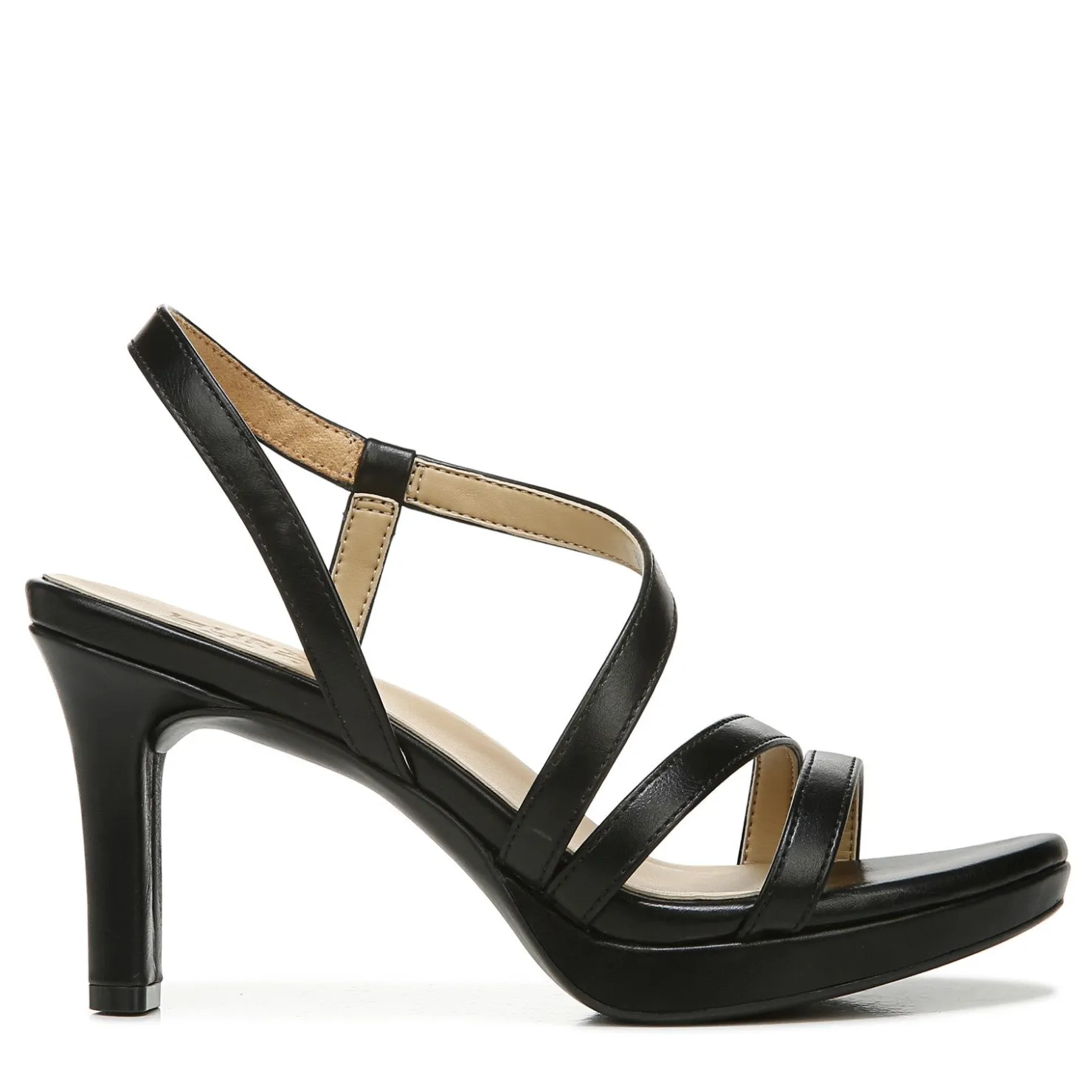 Heeled Sandals*Naturalizer Women's , Brenta Strappy Sandal Black