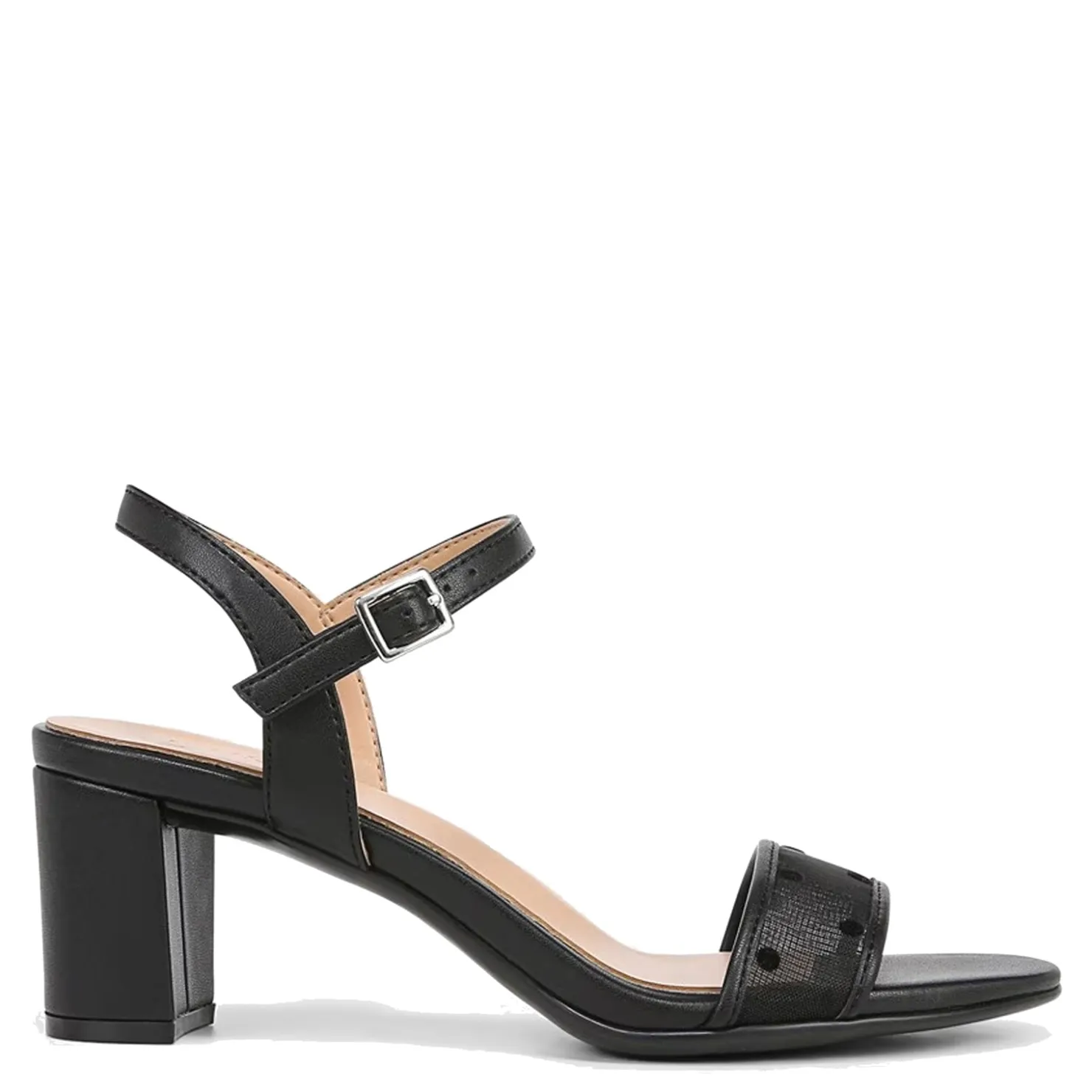 Heeled Sandals*Naturalizer Women's , Bristol Sandal Black Polka Dot Mesh