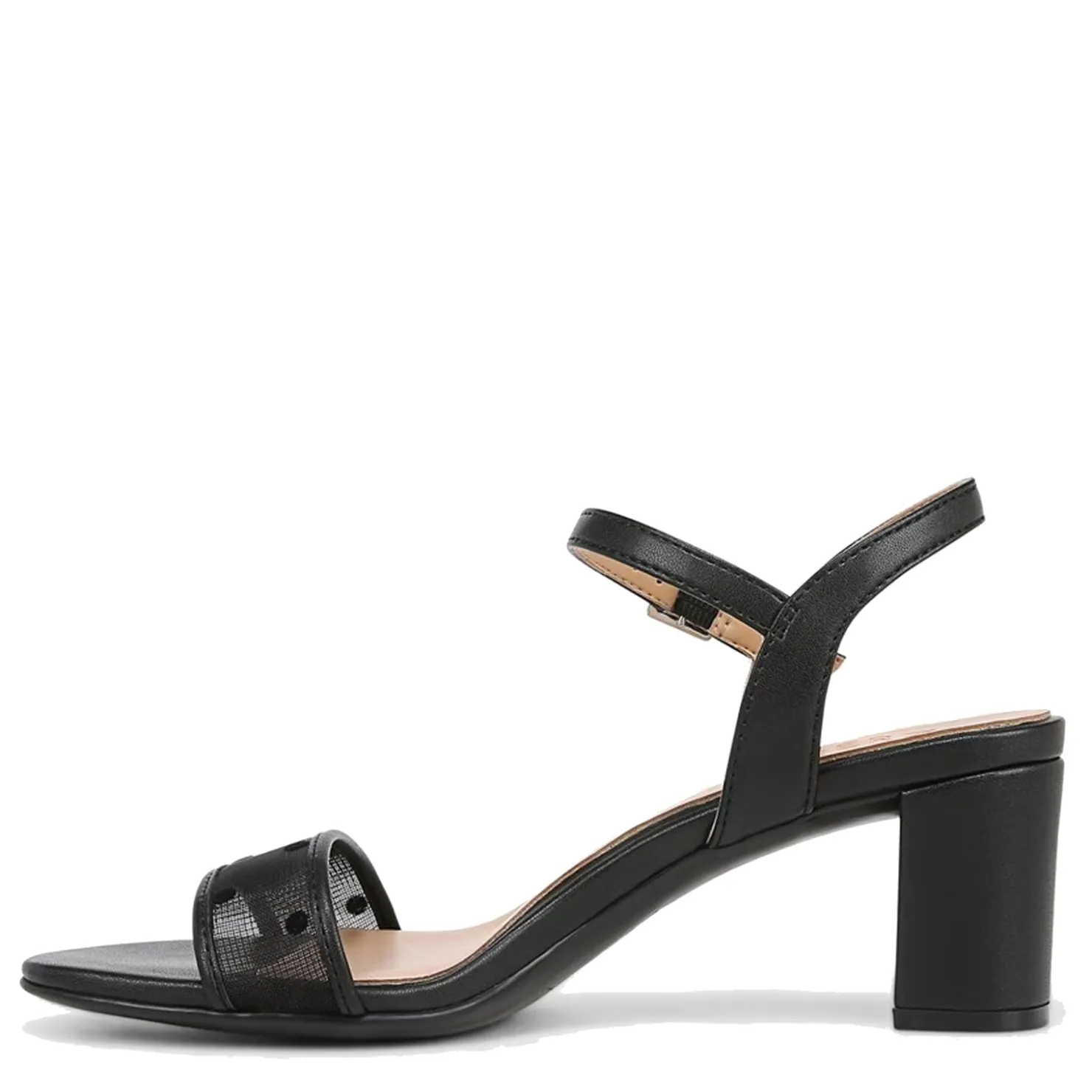 Heeled Sandals*Naturalizer Women's , Bristol Sandal Black Polka Dot Mesh