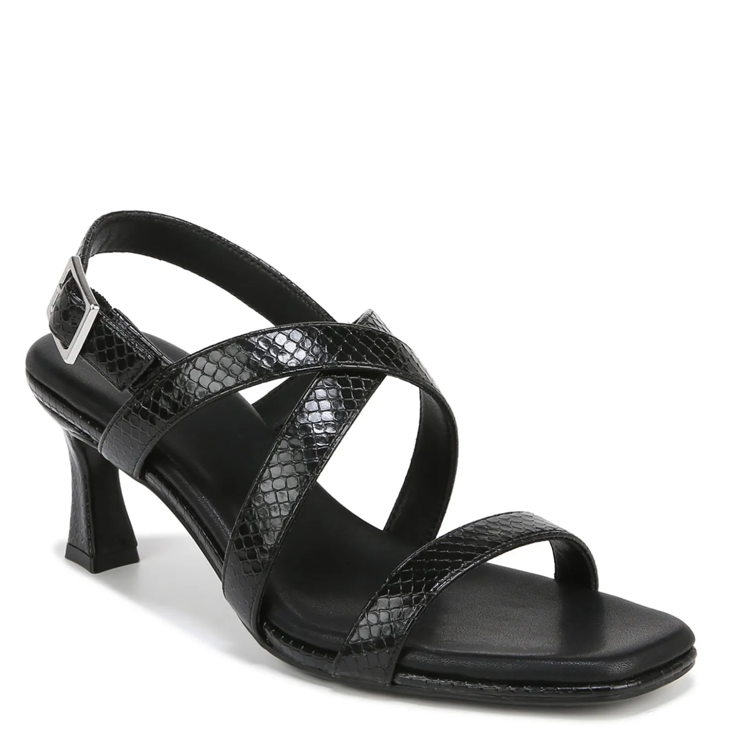 Heeled Sandals*Naturalizer Women's , Kiki Sandal Black Snake Print Faux Leather
