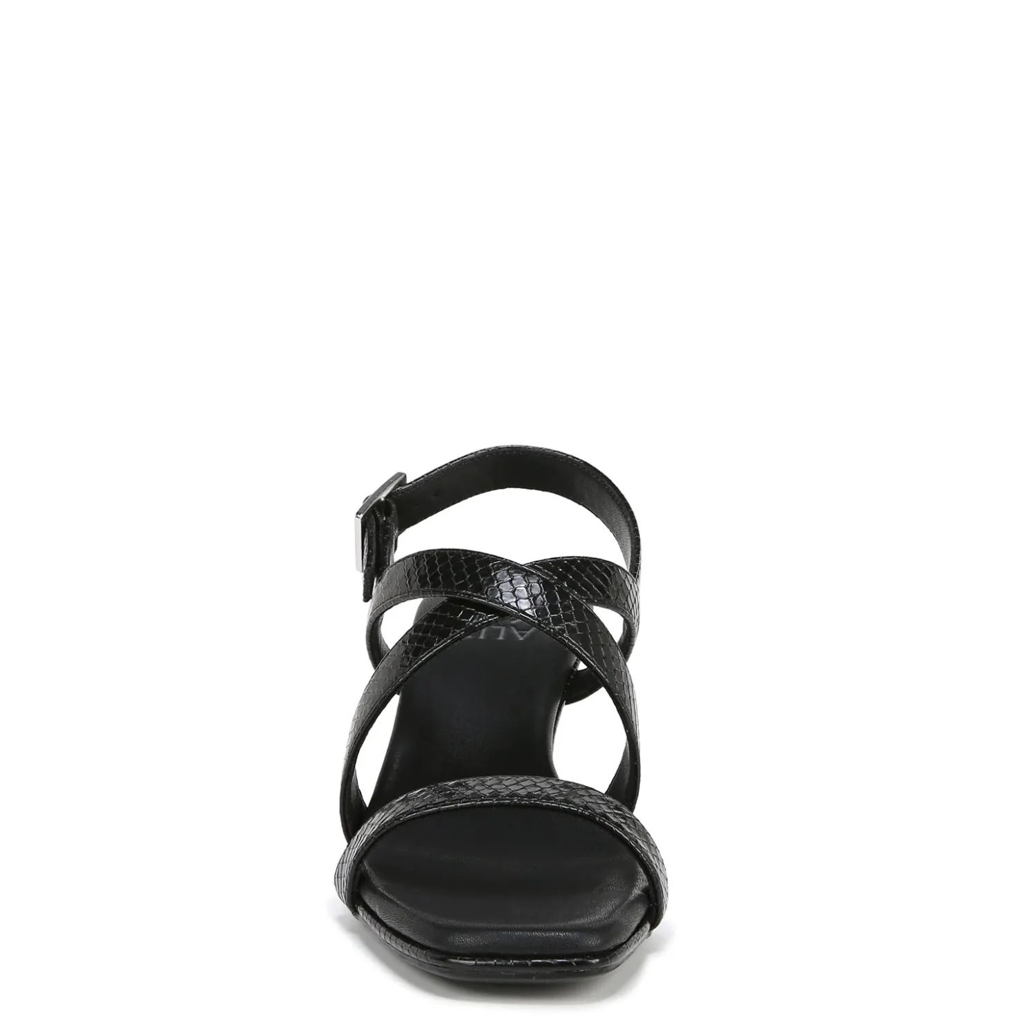 Heeled Sandals*Naturalizer Women's , Kiki Sandal Black Snake Print Faux Leather