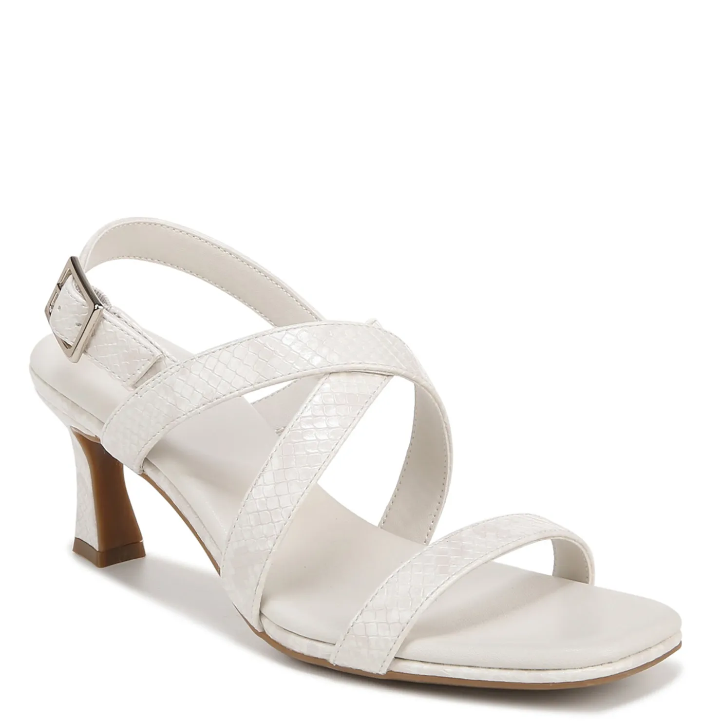 Heeled Sandals*Naturalizer Women's , Kiki Sandal Beige Snake Print Faux Leather