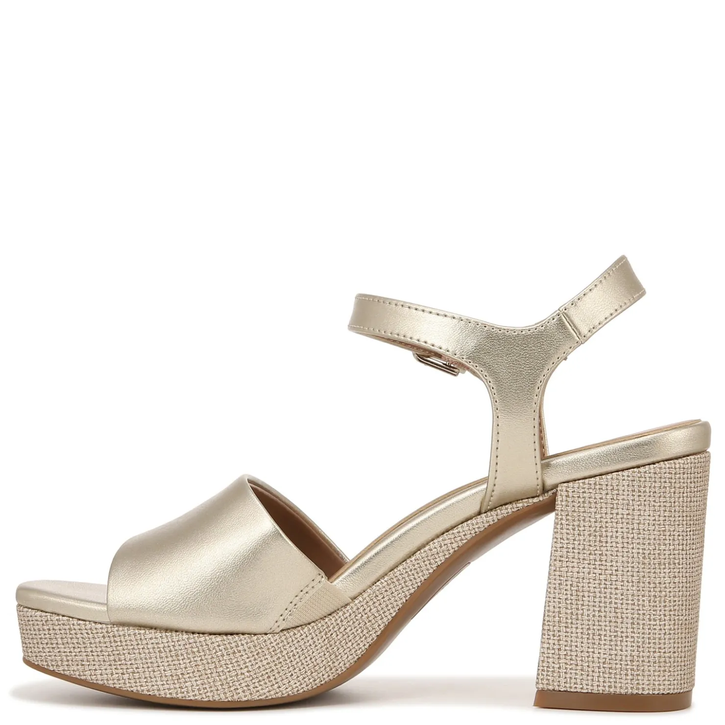Heeled Sandals*Naturalizer Women's , Lilly Sandal Champagne Faux Leather