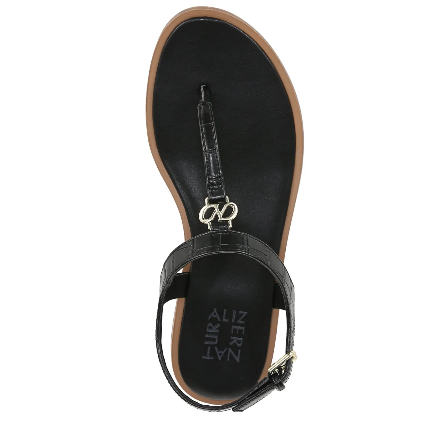 Heeled Sandals*Naturalizer Women's , Lizzi Sandal Black Faux Croco Leather