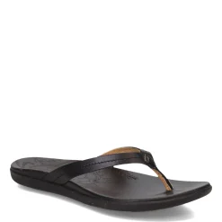 Flip Flops*OluKai Women's , Honu Sandal Solid Black