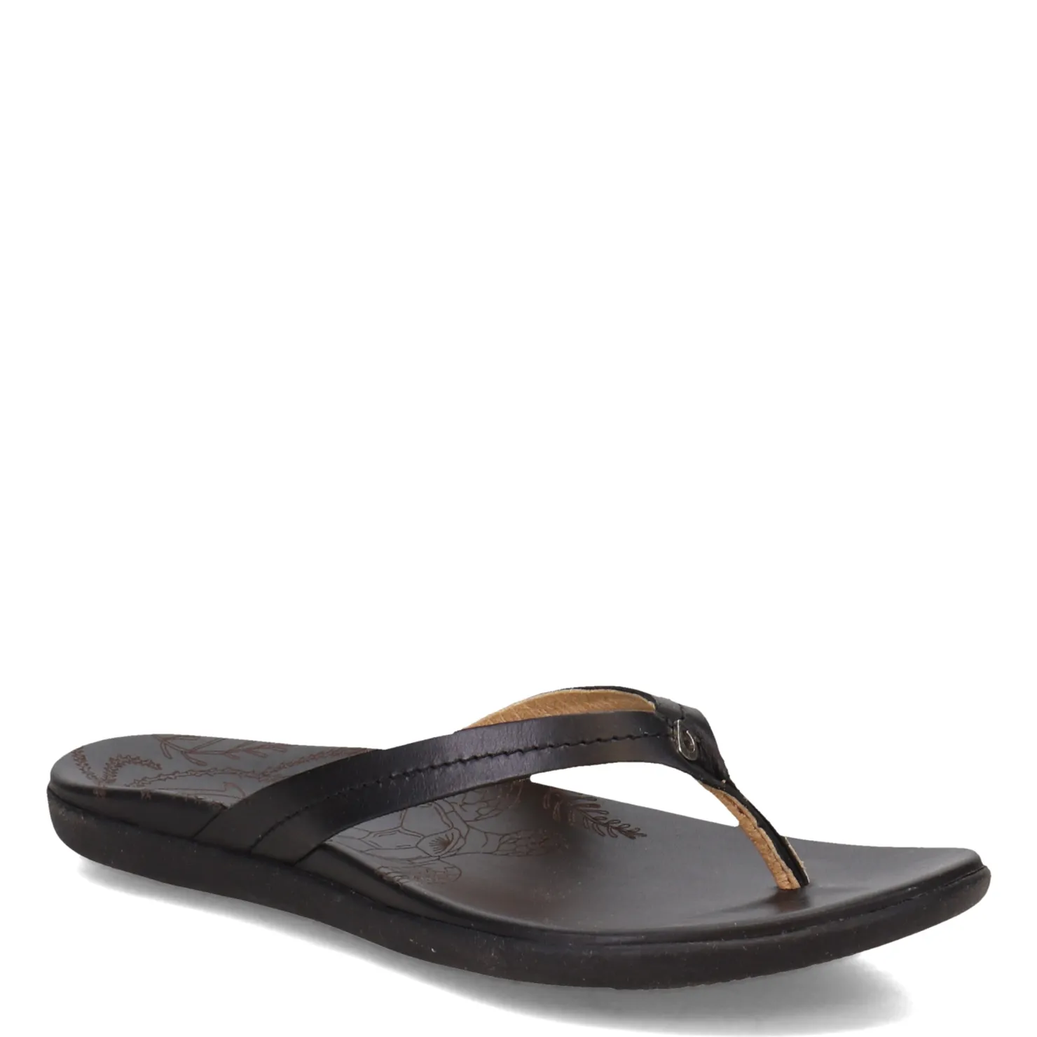 Flip Flops*OluKai Women's , Honu Sandal Solid Black