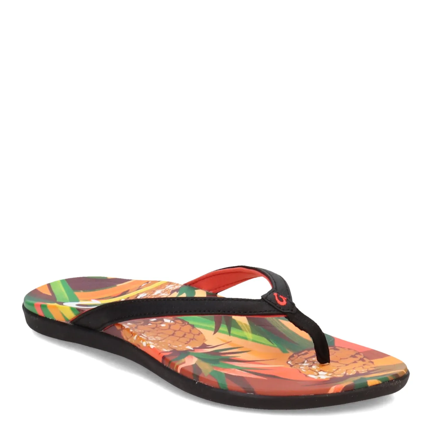Flip Flops*OluKai Women's , Ho'opio Hau Sandal Black Pineapple