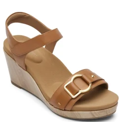 Wedges*Rockport Women's , Briah II Two Band Sandal Brown