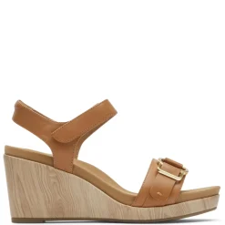 Wedges*Rockport Women's , Briah II Two Band Sandal Brown